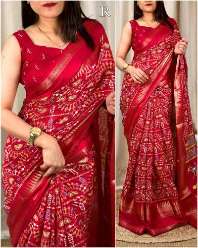 Chaitra Kalamkari Print Cotton Saree  by Aaradhya Fashion