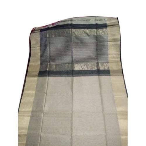 Grey Maheshwari Cotton Saree by Kalyan Bunkar Handloom Chanderi