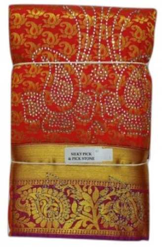 Orange Party wear Fancy Silk Saree by Praveen Textiles