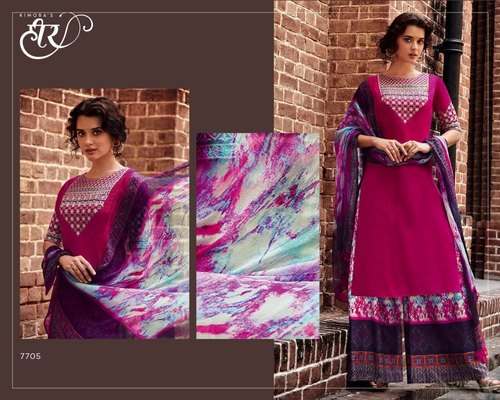 Cotton Embroidery Suit Material for Ladies by Suvesa
