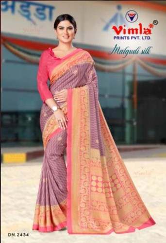 Womens Multicolor Uniform Saree with Blouse Piece by Vimla Prints Pvt Ltd