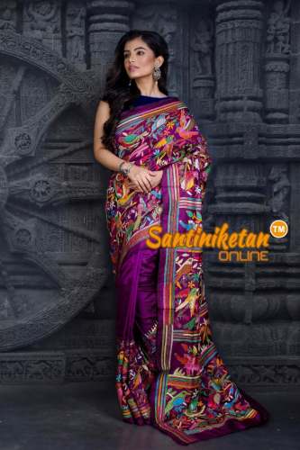 Fancy Printed Kantha Saree by Santiniketan Online