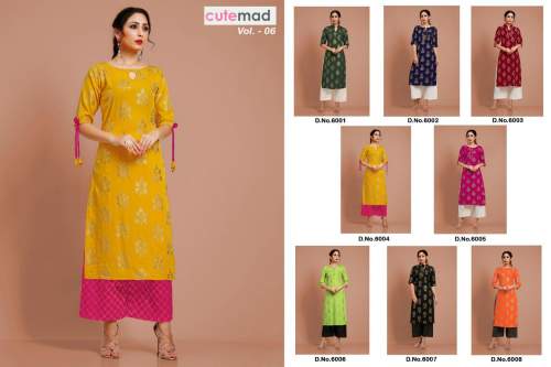 Designer Malai Crepe Kurti With Palazzo 