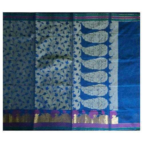 cotton blue saree by Weavesmart Online Service