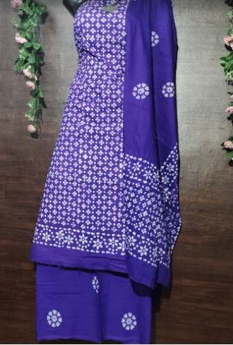 Purple Cotton Batik Printed Unstitch Dress Material by FAROOQ DYEING