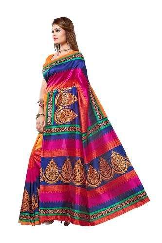 Ladies Casual Printed Bhagalpuri Silk Saree 09 by Saffora Fashion