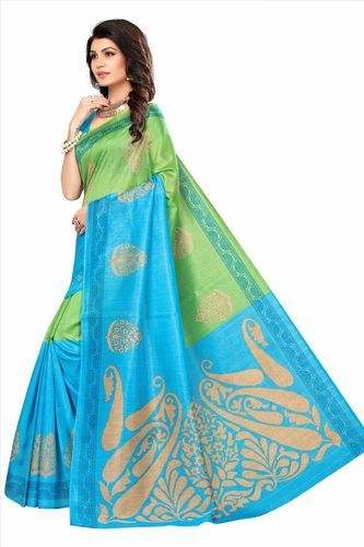 Ladies Casual Printed Bhagalpuri Silk Saree 10 by Saffora Fashion