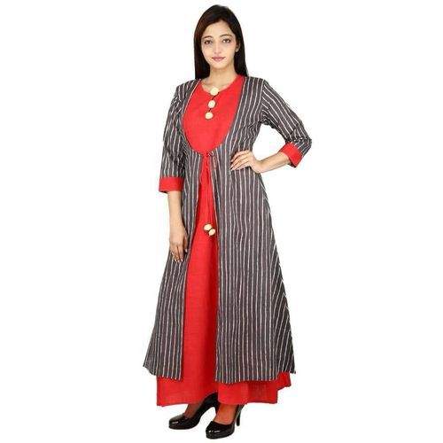 Exclusive Plain Kurti with Long Shrug Jacket  by Aayesh Housekeeping Services