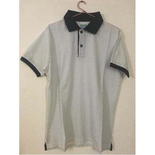 Men Dotted Polo Neck T-Shirt