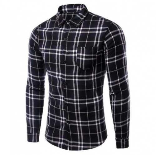 Men Black Checked Shirts by Liso Apparels