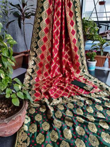 BANDHANI VOL-2 RED JACQUARD BANDHANI SAREE