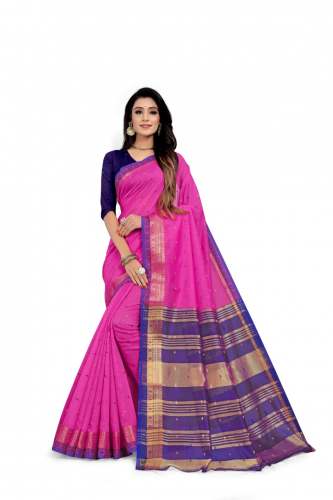 COTTON BUTTI_PINK COTTON SAREE