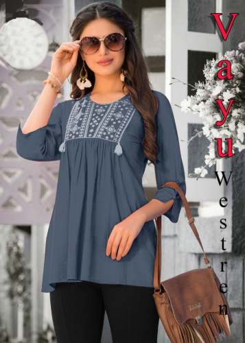 Vayu Jam Cotton Grey Western Top