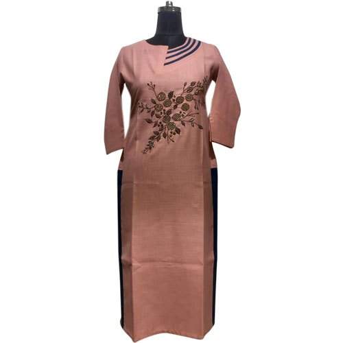 Ladies Embroidered Long Cotton Kurti by Trivaa