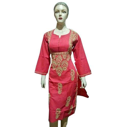 Stylish Embroidered Red Kurti