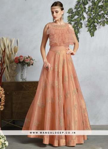Glamorous Pink Color Party Wear Fancy Gown by Mangaldeep Store