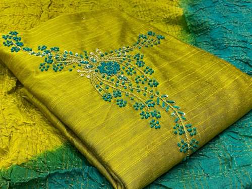 silk handwork Unstitched Dress Materials