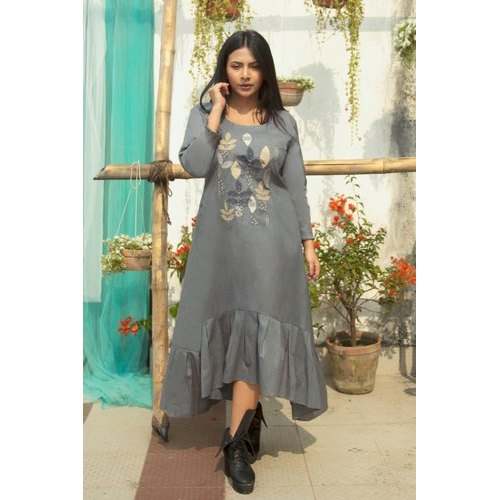 Shadow Embroidered Ruffle Kurti by Ravintage Apparels And Lifestyle