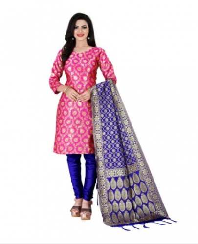 Designer Pink Silk Dress Material For Women by namah trendz
