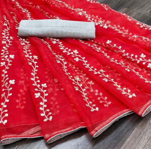 Siya Red  Organza Saree 