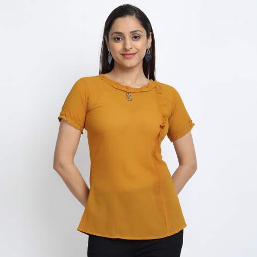 Casual Wear Mustard Color Short Top