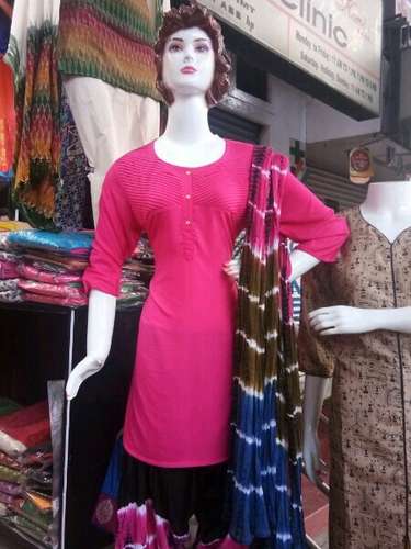 Plain Rayon Short Kurti  by The Girls Collections
