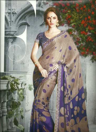 Fancy Light Brown Traditional Printed Sarees  by Way2hunt Fashion