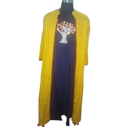 Designer Jacket Style Cotton Embroidered Kurti by Harshit Creation