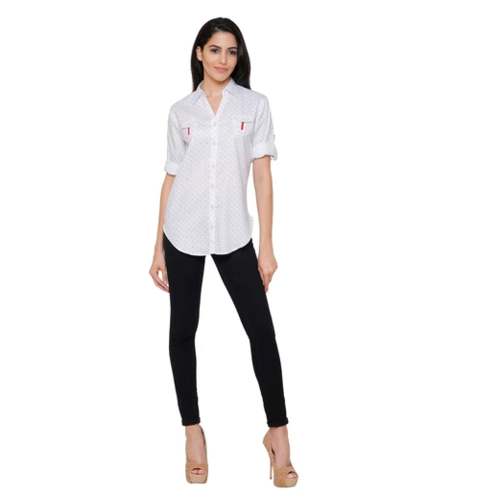 Girls Cotton Printed White Shirt by ACJ Mart Private Limited