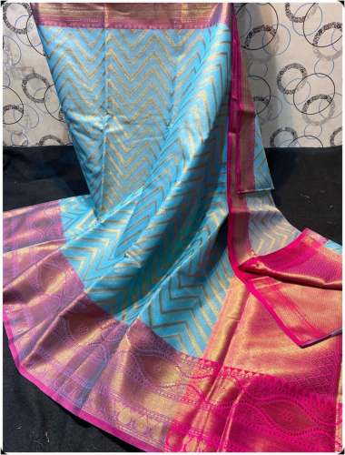 Buy Fancy Banarasi Tissue Zigzag Saree
