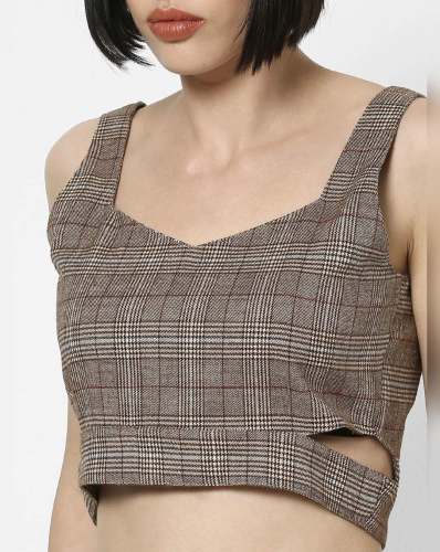 Fancy Checks Cotton Crop Top 