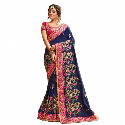  Womens Georgette Fancy  Saree With Blouse Piece  by Sonica Collection