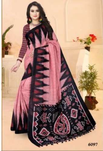 Multicolor Linen Ikkat Print Saree at Rs.495/Piece in surat offer by  Manbhari Prints