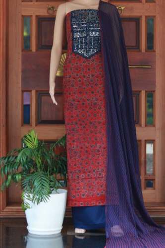 New Collection Red And Blue Dress Material by Sanas Collections