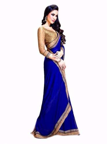 New Collection Plain Border Saree For Ladies by Nisha Textiles