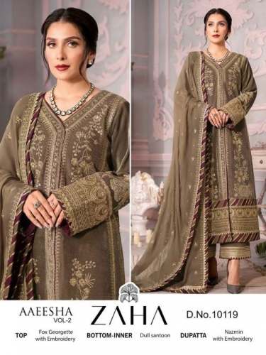  Zaha Aaeesha Vol 2 Georgette Pakistani suit by cloth bazaar