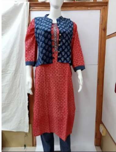 Gamthi Cotton Kurti-pant With Koti at Rs.750/Piece in ahmedabad offer by  Shreeji Creation