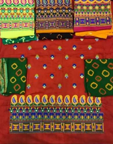 Handloom Kutchi Bandhani Dress Material