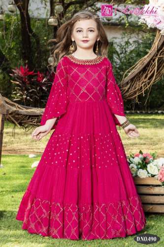 Pretty Pink Ethnic Girl Gown