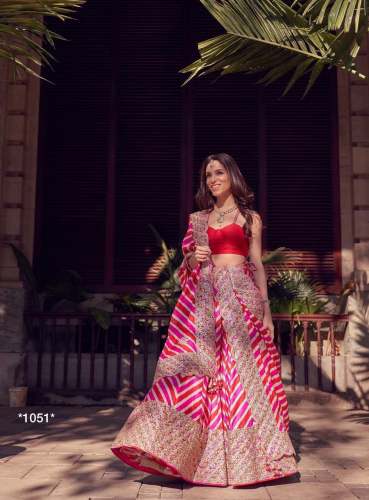 Digital Printed Poly Natural Crepe Leheriya Lehenga Choli