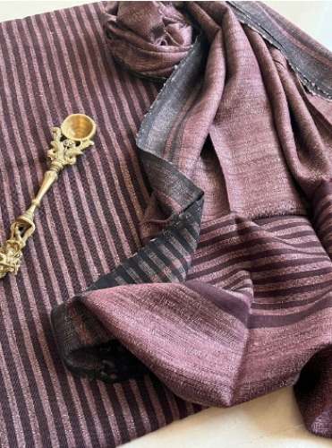 Fancy Tussar Silk Striped Handloom Unstitch Suit by Swadesh Creations