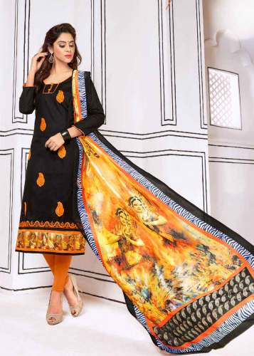 Black And Orange Color Salab Cotton Salwar Kameez at Rs.725/Piece in surat  offer by Gunj Fashion