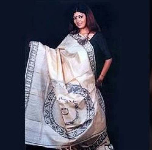 Elegant White Kosa Silk Tussar saree  by Meera Apparels Private Limited