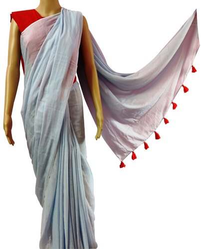 Plain Mulmul Cotton Saree at Wholesale Rate  by V Narendra And Company