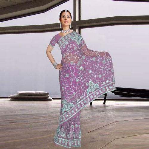 Heavy Embroidered Net Wedding wear Saree by Navya Saree Center